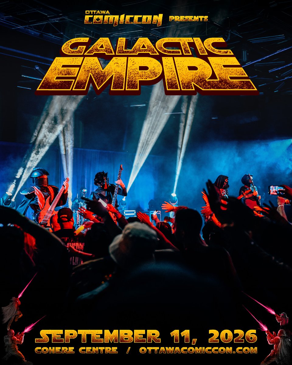OttawaComiccon's tweet photo. 🤘NEXT WEEK! Catch Galactic Empire on stage on Friday, September 11 at Ottawa Comiccon. A separate ticket is required – for only $20 for an electrifying concert! YOU DON’T WANT TO MISS IT! https://t.co/WlhLaSWiRN
#ottawacomiccon26 #galacticempire https://t.co/XnqZj3MEJ8