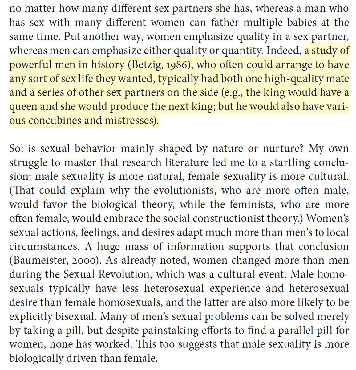 robkhenderson's tweet photo. "powerful men in history, who often could arrange to have any sort of sex life they wanted, typically had both one high-quality mate and a series of other sex partners on the side (e.g., the king would have a queen; but he would also have various concubines and mistresses)." https://t.co/OUEQPd7JNi