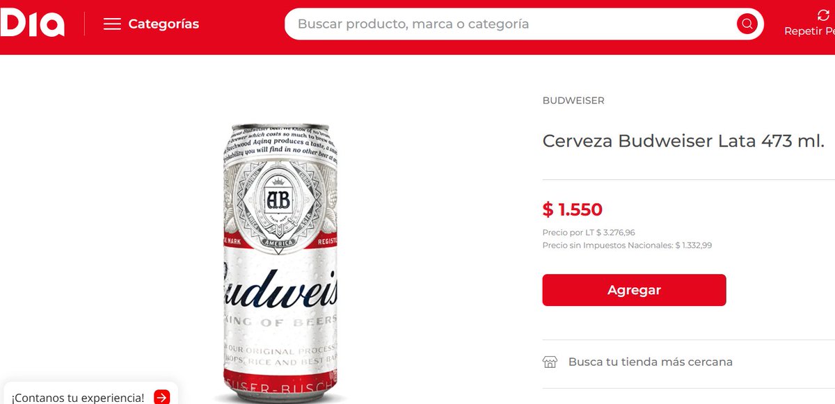 TeamAhorro's tweet photo. 🍺 ¡Momento Budweiser! 🔥

Cerveza Budweiser Lata 473 ml a $1.550.

Ideal para disfrutar bien fría y compartir. 😎🍻

¿Con quién te tomarías una Budweiser hoy? 👇 https://t.co/EuvwLgsin4