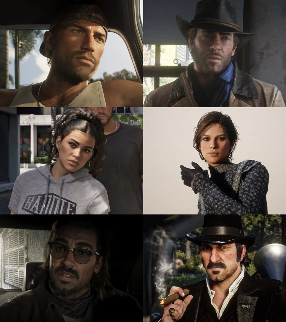 jokeshuub's tweet photo. GTA 6 vs RDR2 Characters:

The similarities are crazy.. https://t.co/vFwz1jpoMm