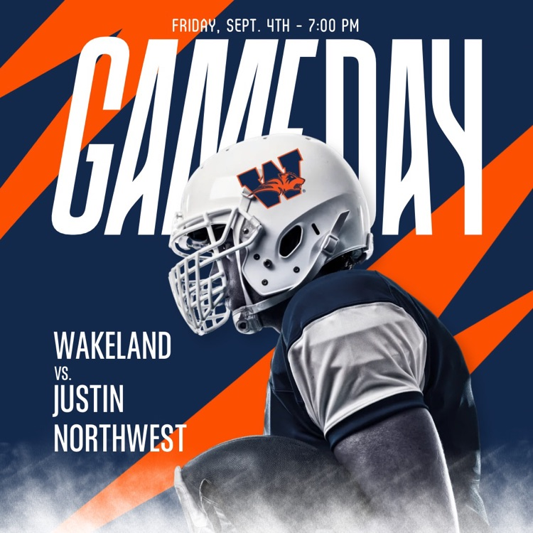 WakelandHS's tweet photo. Week 2 sends us west for our first road trip! We need YOU! 🧡💙Let’s go, Wakeland! 

🗓️ Friday, Sept. 4th
⏰ 7:00 PM
📍 Northwest ISD Stadium
👚: Camo Theme https://t.co/YOWJfkXxIp