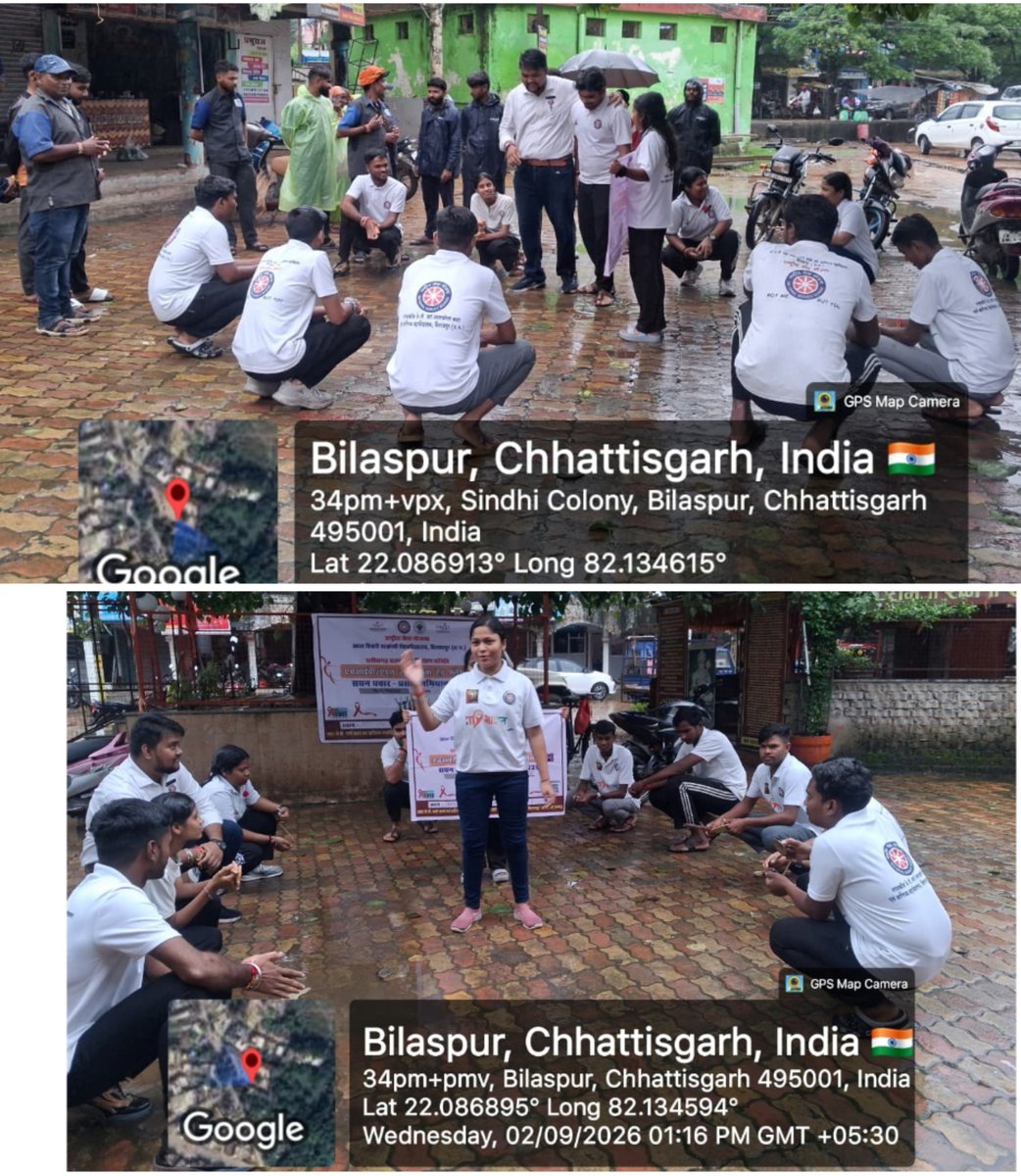 AmbujDwivediNSS's tweet photo. 2 सितंबर 2026 @JPverma_collage के स्वयंसेवकों द्वारा नेहरू नगर, गणेश चौक, बिलासपुर में एचआईवी/एड्स जागरूकता हेतु नुक्कड़ नाटक करके आस-पास के लोगों को एचआईवी/एड्स के लक्षण तथा बचाव संबंधी जानकारियों को प्रदान किया गया।  @_NSSIndia @MYBharatHQ @CGSacs @nss_cg_official @nssabvuCG https://t.co/pHg2rTsV4g
