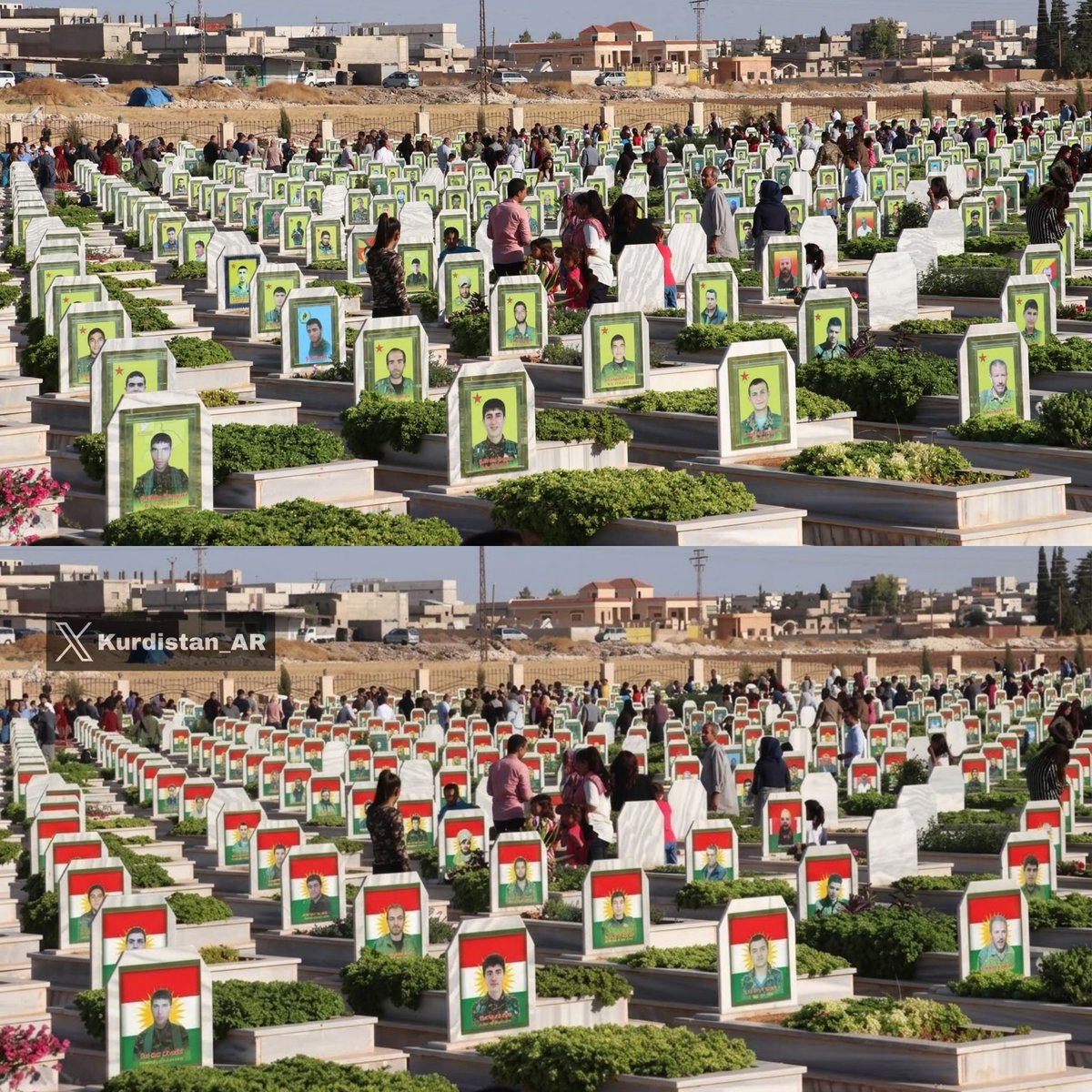 Kurdistan_AR's tweet photo. إلى عوائل الشهداء في غرب كوردستان:

بدّلوا خلفيات صور شهدائكم إلى علم كوردستان، فقسد تم حلها.

أبناؤكم استشهدوا على أرض كوردستان، وليس من أجل تنظيمات تم حلّها ونسيانها، لأن الجميع سينسى أبناءكم. لكن كوردستان باقية إلى الأبد، ويجب أن تكونوا أوفياء لتضحيات شهدائكم. https://t.co/I3HbXgEKwz