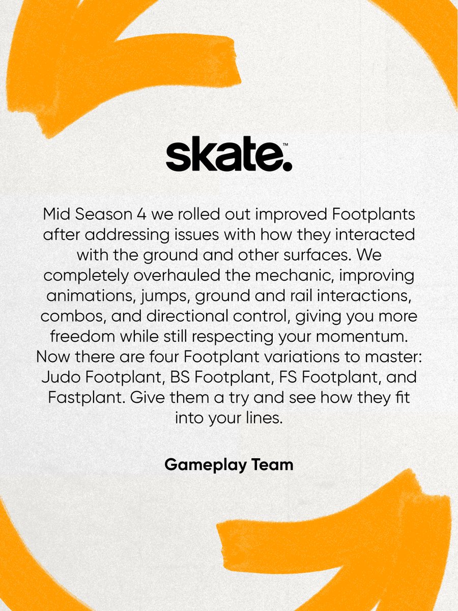skate's tweet photo. Mid Season 4 we started working on improving footplants. Season 5 kicks off September 8th with 4 footplant variations to master. #easkate https://t.co/DyZkuB3OCL