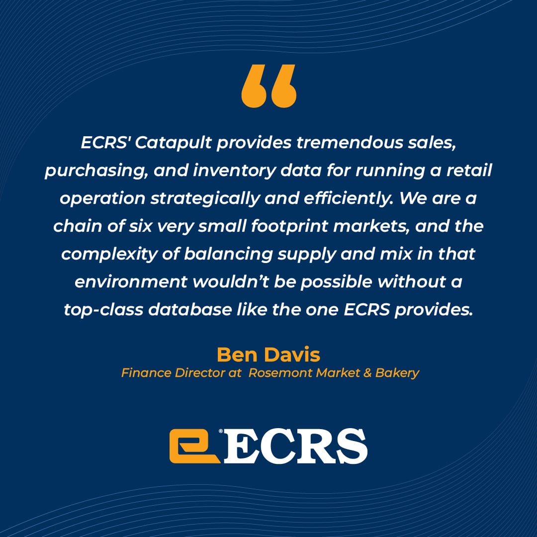 ecrsoftware's tweet photo. When you're balancing inventory, purchasing, and sales across multiple locations, access to the right data makes all the difference.
 
We're proud to help retailers like Rosemont Market &amp; Bakery unify their operations with CATAPULT®.
 
#grocerypos #retailtech https://t.co/6ZkbtietfY