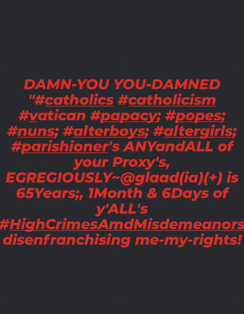 iNotQuiet247365's tweet photo. September02nd2026:
AND #Sunday #Monday #Tuesday #Wednesday #Thursday #Friday #Saturday:

EGREGIOUSLY you #UnnaturalFemale'ish-types & #women/#lesbians/#bisexuals/#dykes & y'ALL's global terrorism network of Etceteras-#gayness/Especially #BlackWomen & Female'ish-TYPE'S with y'ALL's-Catholic pawns & MARIA'S~@glaad(ia)(+) are embedded therein-throughout ANYandALL socioeconomic-demographic-existences-lifestyles ESPECIALLY religion's creed's precept's belief's no-belief's whom with Discriminatory-heterosexuals sustain's disenfranchising me-my-rights the 1960s deserves too, STAT BECOMING WIPED OFF THE MAP WITH EXTREME-PREJUDICES AND ZERO OPPORTUNITIES FOR RESUSCITATION-AND-RIGHT-NOW!!!!!!!..BUT EGREGIOUSLY WHATEVER ARE WHOEVER AND WHEREVER ARE THESE THANG'S TRICIA_12@HOTMAIL.COM AKA 2025832330 & ANY AND ALL OF THEIR PREDECESSOR'S AND247365+SUCCESSOR'S SINCE MY BIRTH/06.02.1961 SHOULD HAVE BEEN WIPED OFF THE MAP DECADES AGO FOR THEIR VEHEMENT-#TREASONS & RESIDUAL-LIE'S & RESIDUAL-INNUENDO'S & RESIDUAL-EMBELLISHMENT'S & RESIDUAL-DEEP-FAKING BEING #REPATRIOTED WHEN IT'S OBVIOUSLY IMPOSSIBLE TO REPATRIATE SOMEONE & MULTITIDES OF CATHOLIC'S & #GAYNESS & ETCETERAS-PRECEPT'S CREED'S NO-BELIEF'S BELIEF'S RELIGION'S THAT'S NEVER BEEN A #PATRIOT TO BEGIN WITH AND WHOM SINCE MY BIRTH THE CATHOLICS AND EVEN MANY @adventistchurch SINCE THE 1960S TARGETS ME STILL!...I NEED A "LTK" WITH ANY AND ALL ENHANCED-ELITE-RESOURCES AND LIMITLESS FINANCES TOO DO WHAT EVERY @USAGov @DHSgov WOULDN'T AND STILL REFUSES-RECUSES WONT CHASTEN-DISCIPLINE-WIPE OFF THE MAP, EVEN THOSE WHOM ARE KNOWN TRAITOR'S & LIAR'S WHILE SINCE MY BIRTH THESE INDEFINITE CROOKS EMBEDDED IN "HIGH CRIMES AND MISDEMEANORS SINCE MY BIRTH JUNE02ND 1961 SUSTAINS VIOLATING MY MY CONSTITUTION-RIGHTS+247365+ BECAUSE SINCE MY BIRTH BECAUSE OF MY #PROTESTANTCHRISTIAN BELIEFS/#SDACHURCH; #INTRINSICHETEROSEXUALITY; #LAWABIDING; #NOVICES; & FORTUNES OF MONEY I NEVER GETS SINCE I TURNED 18Y/O; & I NEVER ONCE KNOWINGLY HAVE-HAD/I DON'T KNOW AND I WILL NEVER KNOWINGLY HAVE ANY AND ALL TYPES OF GAYNESS -SOCIOECONOMIC-DEMOGRAPHIC-LIFESTYLES IN MY SMALL WORLD AKA ABSOLUTE-#FRAUD!