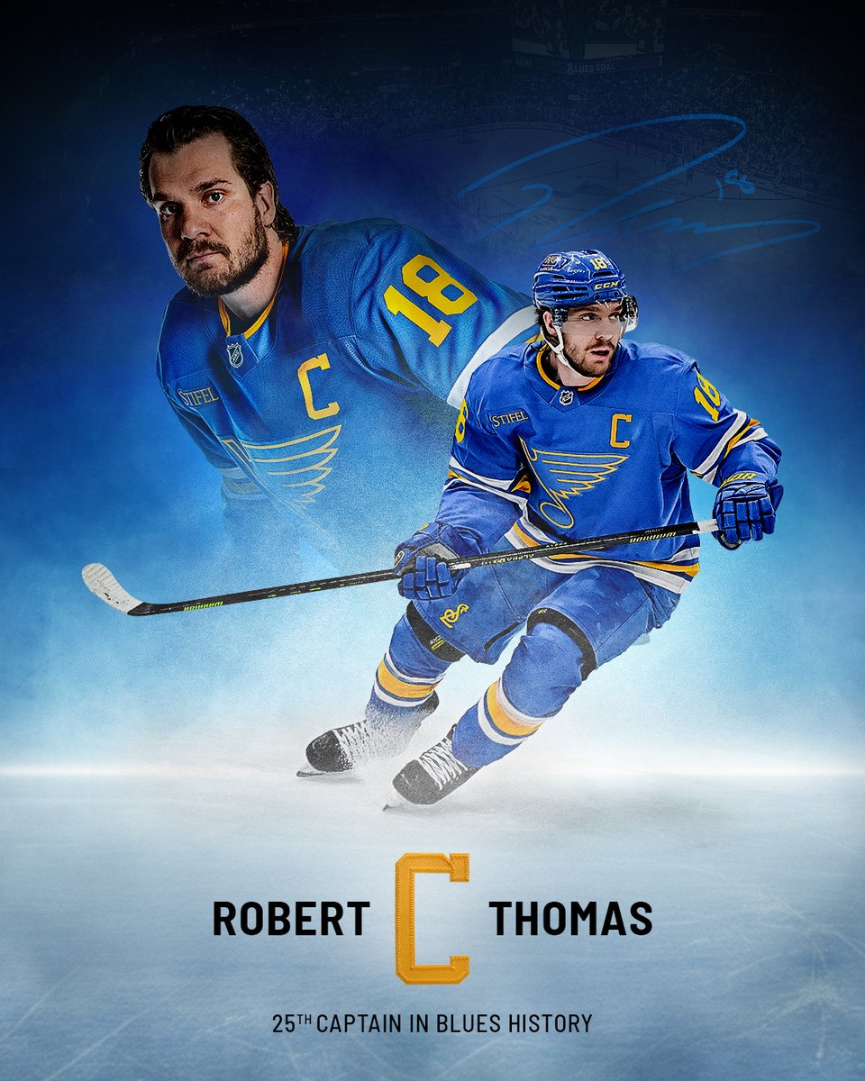 StLouisBlues's tweet photo. Robert Thomas will become the 25th Captain in Blues history. https://t.co/pwEfRSDbVe