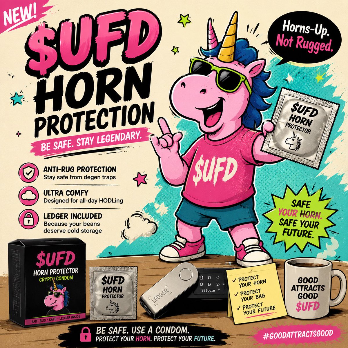 VJLvEekhout's tweet photo. Protect your assets.
Yes, all of them. 🦄💨✨

Hold gold, silver and $UFD
Protect your horn with a @Ledger https://t.co/6wmaSRhQpo