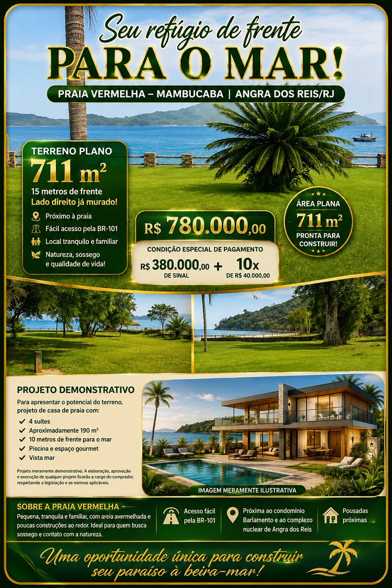 STFMECANCELOU's tweet photo. 🌊🏝️ OPORTUNIDADE ÚNICA EM ANGRA DOS REIS – PRAIA VERMELHA! 🏝️🌊

✨ TERRENO PLANO COM 711 m²
📐 15 metros de frente
🧱 Lateral direita já murada
🌊 Próximo à praia
🚗 Fácil acesso pela BR-101
💰 R$ 780.000,00
R$ 380.000,00 de sinal
10 parcelas de R$ 40.000,00 https://t.co/ubAqCJYsVn