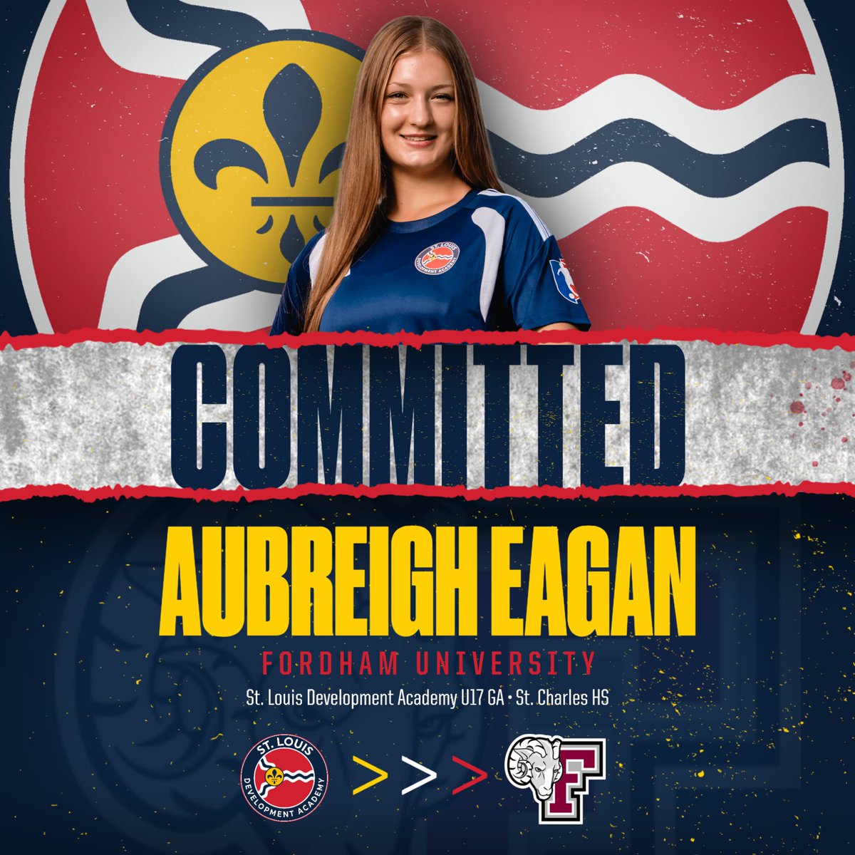 STLDASoccer's tweet photo. 🚨 Commitment Alert! 🚨

A new chapter begins for Aubreigh Eagan! ⚽️🐏

Congratulations on her commitment to Fordham University! We’re excited to see her continue her journey at the next level.

#StlouisDA | #Committed https://t.co/vCcGiMOu4t