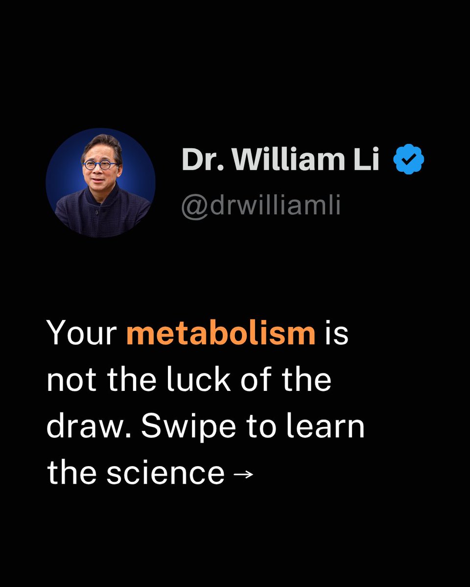 drwilliamli's tweet photo. Your metabolism isn't the luck of the draw. A 2021 Duke study of 6,421 people across 29 countries found it moves through four phases in a lifetime, staying stable from age 20 to 60.

Body fat, activity, sleep, and diet all shape it. #Metabolism https://t.co/xHyrUfeiUZ