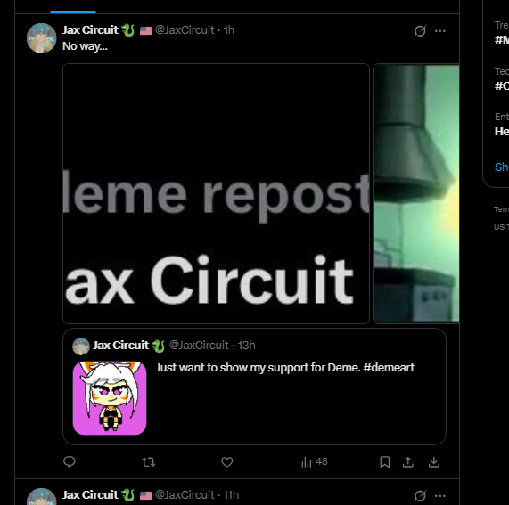 ElvisMyBeloved's tweet photo. @JaxCircuit @Tectone bro im glad the simpin is getting you looks dawg she'll let you crack on stream with her soon™️dawg https://t.co/EHiYEF4eNo