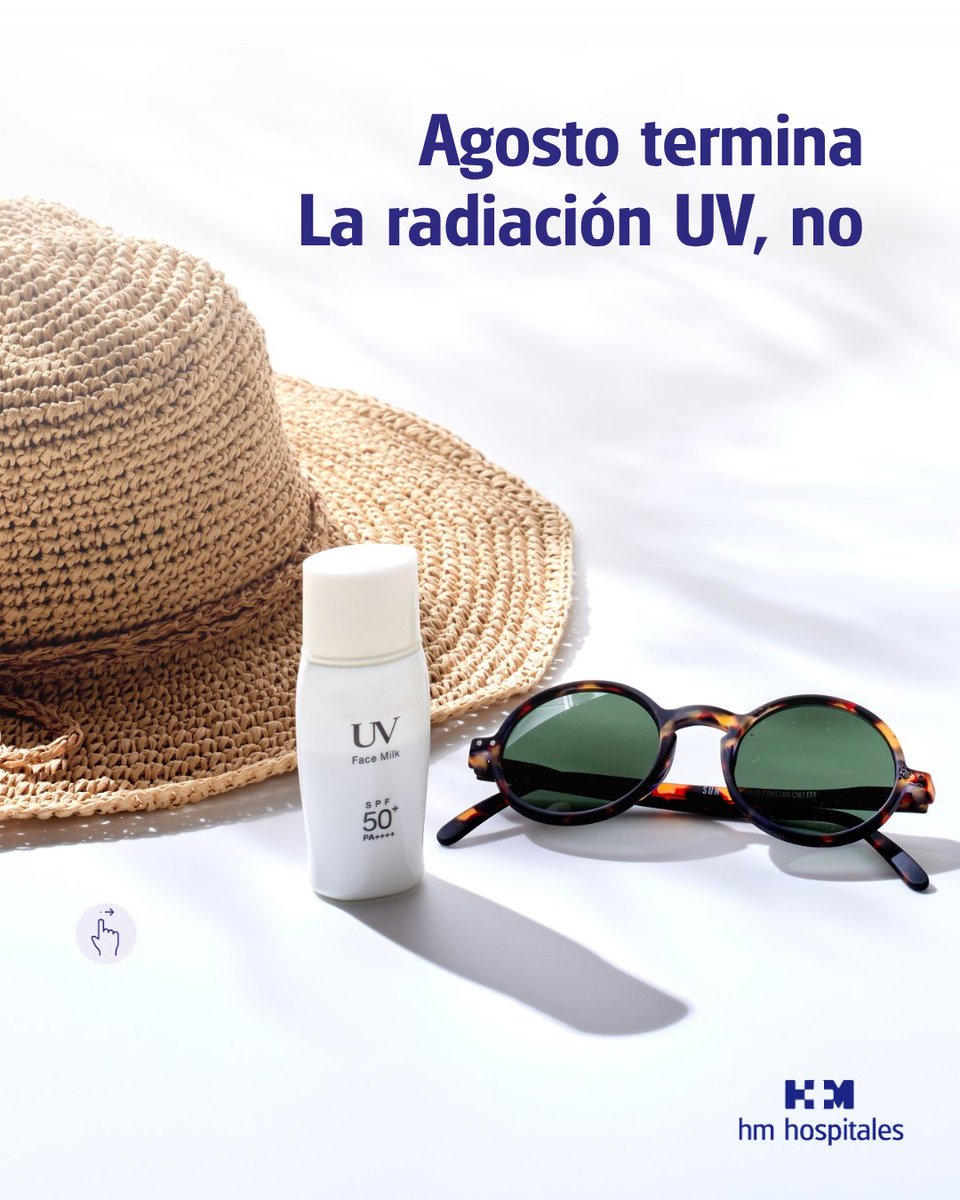 HMStaTrinidad's tweet photo. Que terminen las vacaciones no significa que desaparezca la radiación UV aún. 

En paseos, terrazas, deporte o excursiones, protégete: busca sombra, usa ropa, sombrero, gafas y fotoprotector. 

#VeranoConSalud #Fotoproteccion #HMHospitales https://t.co/0Hx0QUa2P5