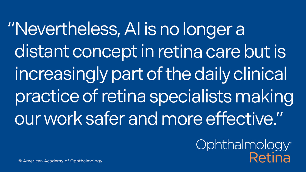 AAOjournal's tweet photo. Editorial: From Black Boxes to Biomarkers: Artificial Intelligence in Surgical Retina
https://t.co/x1TtFyhA9q
#ophthalmology #retina https://t.co/TZaqEKji95