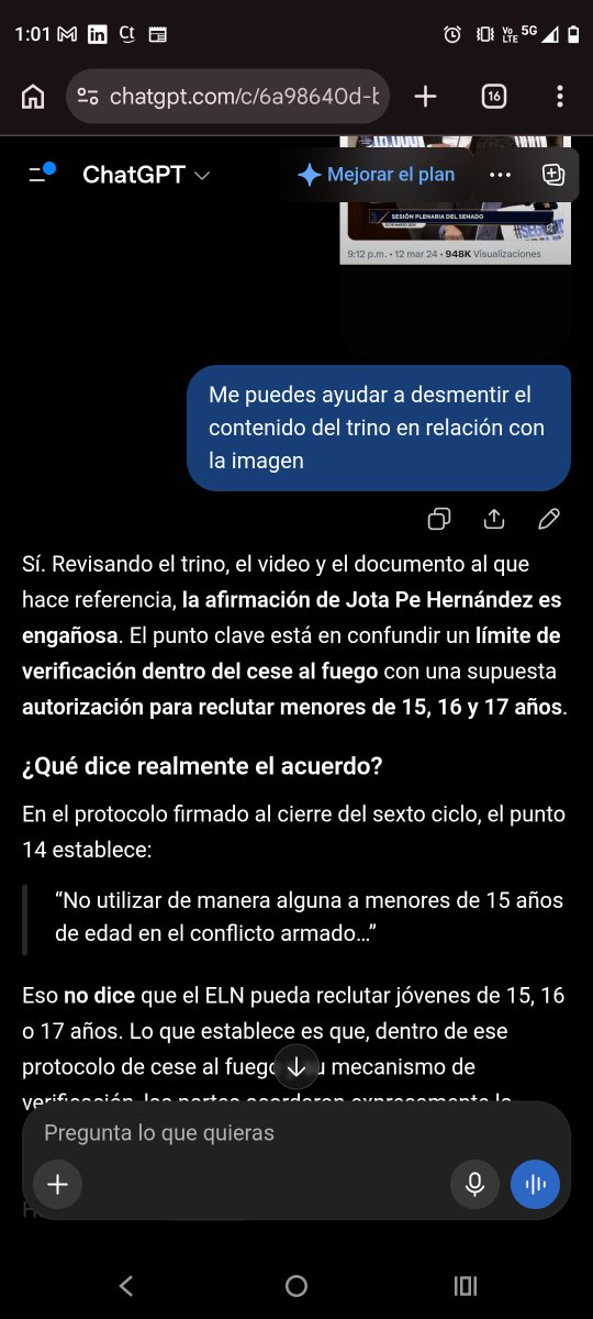 Diani_Meneses_'s tweet photo. @ealHijo @carjavi72 Falso. El documento no “autoriza” al ELN a reclutar menores de 15, 16 o 17 años. Lo que dice el protocolo del sexto ciclo es que el ELN se compromete a no utilizar menores de 15 años dentro del conflicto, en el marco del mecanismo de verificación del cese al fuego. https://t.co/G3NUjC1Lvf