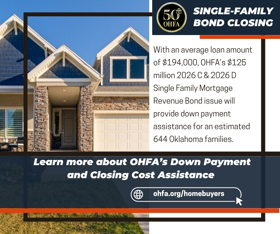 OklahomaHousing's tweet photo. Last week's closure of the 2026C &amp; 2026D Single Family Mortgage Revenue Bond issues for @OklahomaHousing will provide down payment assistance to an estimated 644 Oklahoma homebuyers. https://t.co/liDp6HOCgg