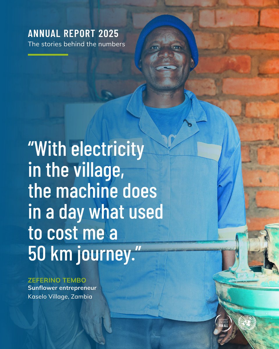 SEforALLorg's tweet photo. Zeferino used to travel 50+ km to shell his sunflower seeds.

With electricity, he can now shell 50 bags a day from home. His business has grown, helping him buy a motorbike &amp; send his children to school.

More stories from our 2025 Annual Report: https://t.co/2x2GCFdjZs https://t.co/2DLaJ2xO0P