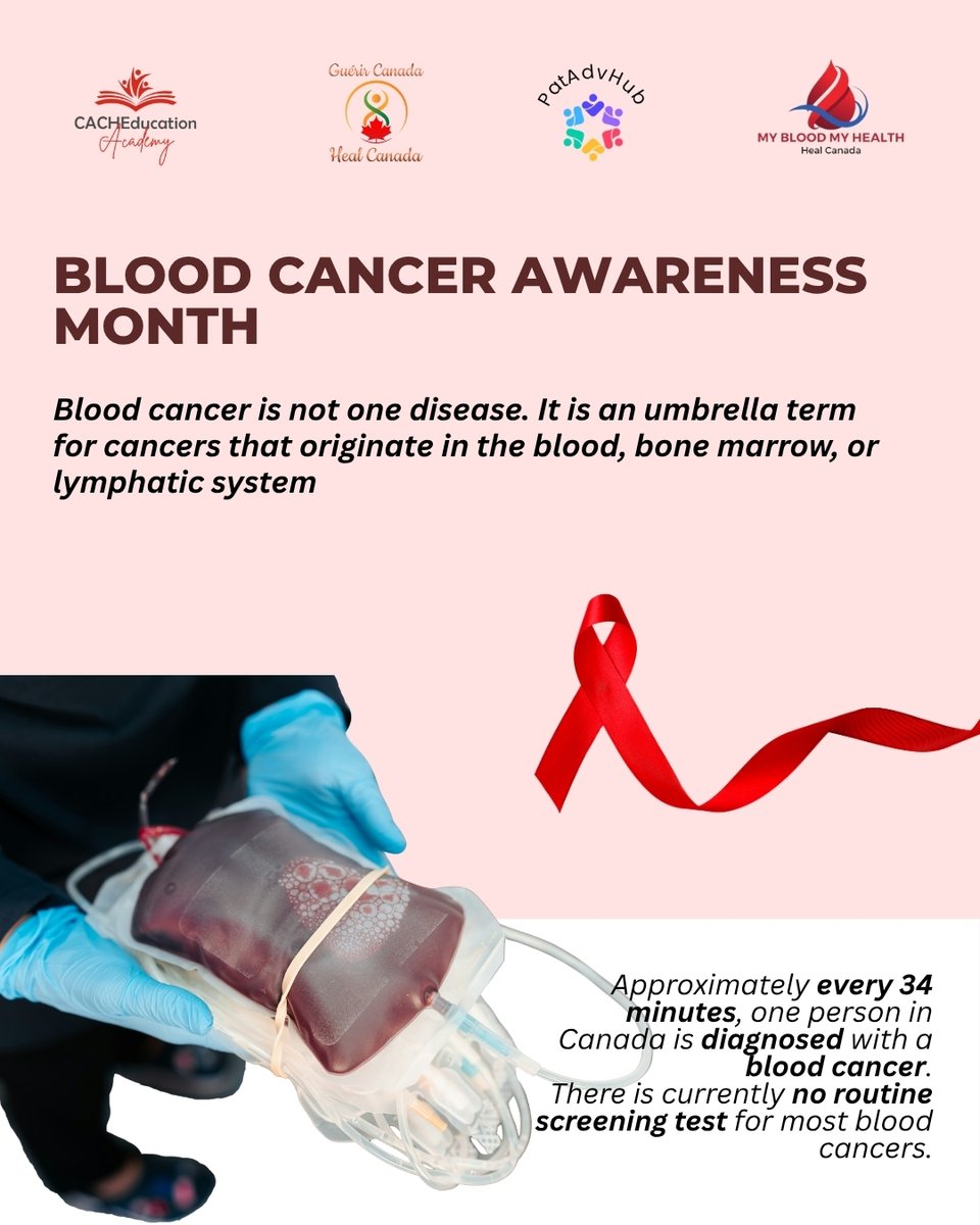 canada_heal's tweet photo. September is Blood Cancer Awareness Month 🔴
Every 34 minutes, a Canadian is diagnosed with a blood cancer.
Blood cancer is not one disease. Leukemia, lymphoma, myeloma, MDS — each is distinct. All deserve attention.

#BloodCancerAwarenessMonth #BloodCancer https://t.co/ScBLDEnAyg