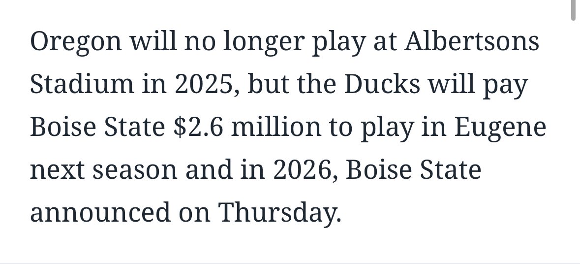 BarstoolBoise's tweet photo. Quick little reminder that Oregon paid $2.6 million to avoid The Blue https://t.co/HCxpVCzJJg