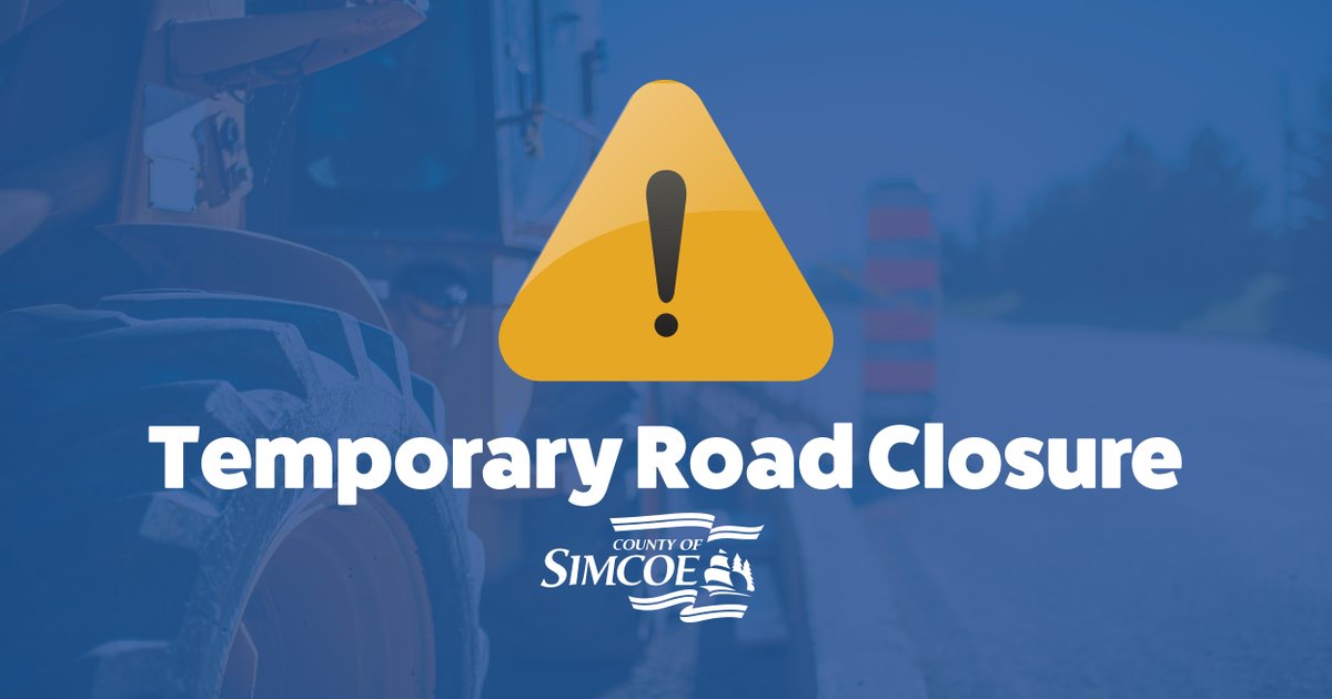 simcoecounty's tweet photo. 🚧 Road Closure: County Road 53 (5th Sideroad) 🚧

A washout has been identified on County Road 53 (5th Sideroad) between the 3rd and 4th Lines in the @townofinnisfil, resulting in an immediate road closure to ensure public safety. https://t.co/YW3VsWBuTX