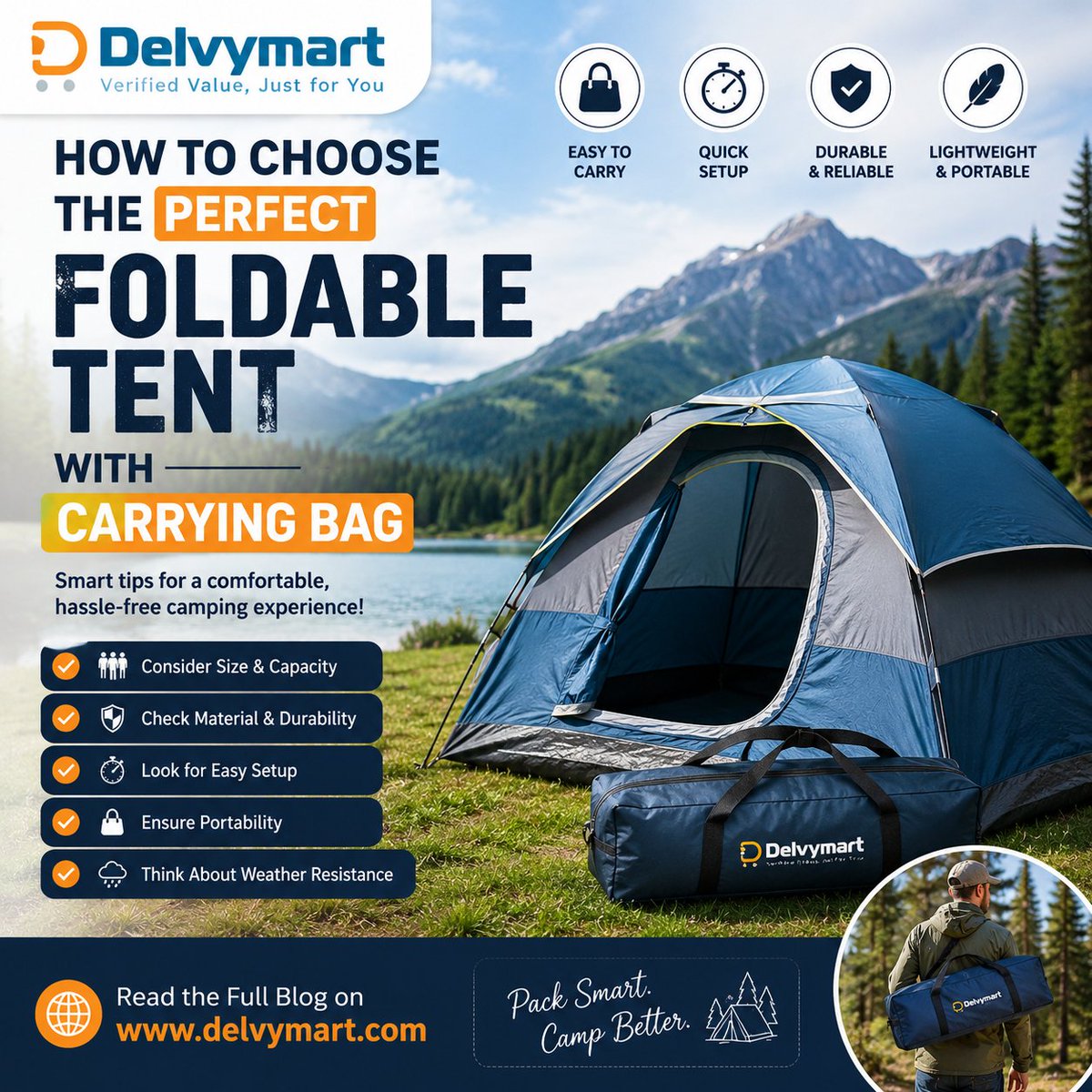 delvymart's tweet photo. 🏕️ Choosing the right tent can make your camping experience easier, more comfortable, and more enjoyable.

👉 Read the full blog: https://t.co/9I6Ula8kTp

#Delvymart #CampingTips #FoldableTent #CampingGear #OutdoorAdventure #CampingLife #CampBetter https://t.co/eDEQoFEBKT