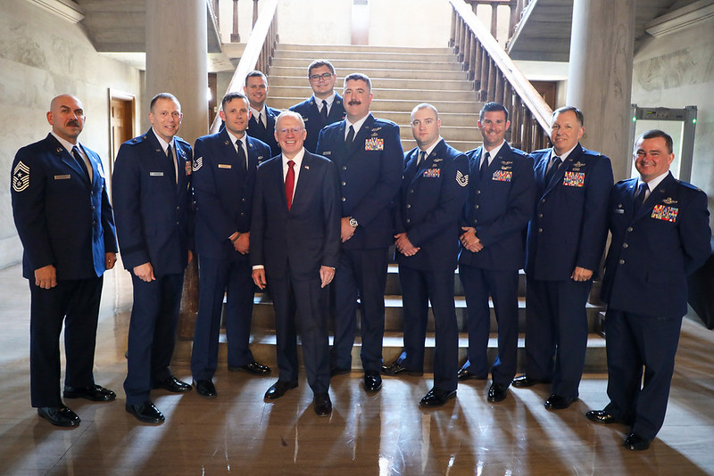 NGATNofficial's tweet photo. 📸 #TBT | Tennessee Air Guard Heroes 🇺🇸✈️
11 Airmen from the 134th Air Refueling Wing were recognized by the TN Senate for heroism during combat refueling missions in the Middle East, earning the prestigious Distinguished Flying Cross.

We honor their courage and service! 🇺🇸 https://t.co/i0fs59Tup9