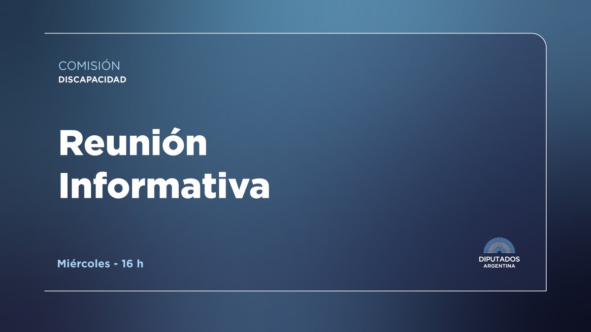 DiputadosAR's tweet photo. 📑​​| Discapacidad ✍🏽

Funcionarios de la Secretaría Nacional de Discapacidad tratarán cuestiones vinculadas a su área.

¡Seguí la transmisión en vivo desde las 16h!

https://t.co/Ax67br4Ccs https://t.co/AglWWPDAit