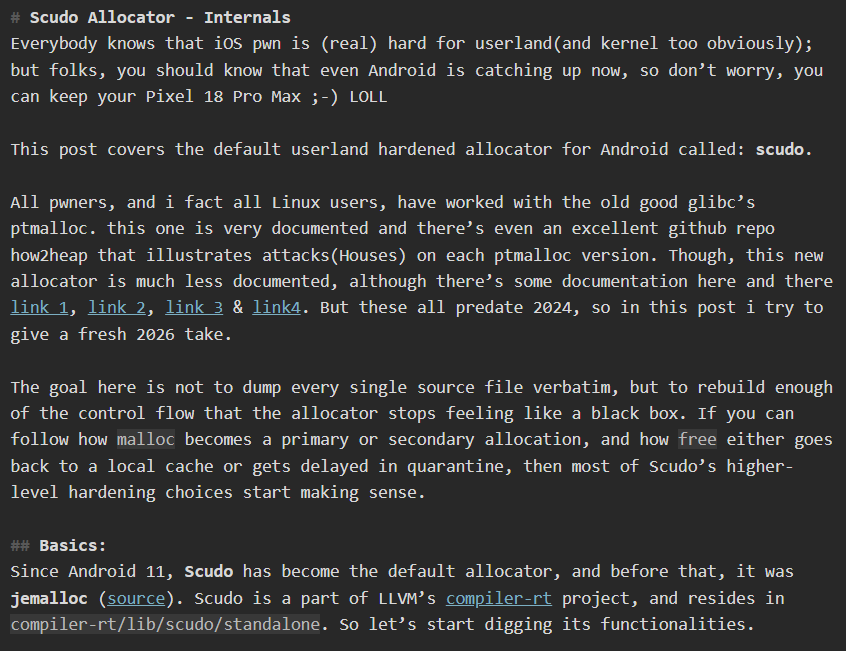 blackstormsecbr's tweet photo. Scudo Allocator - Internals

https://t.co/BoL0SuG70z

#cybersecurity #android #memorymanagement #infosec #Informationsecurity #cybersecurity #internals https://t.co/9NIjo03V6w