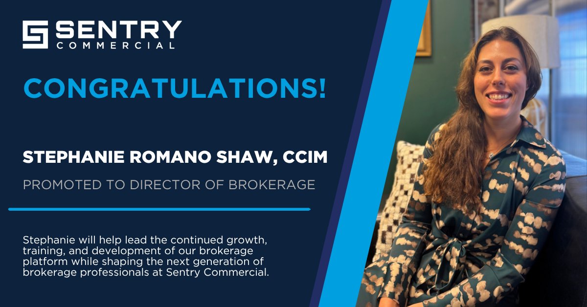 Sentry_Comm's tweet photo. A well-deserved promotion for an incredible teammate.

Congratulations to Stephanie Romano Shaw on becoming Director of Brokerage. Her leadership, expertise, and commitment to helping others succeed make her the perfect fit for this role. 👏

#Leadership #CRE #SentryCommercial https://t.co/DSXVE36Xsb