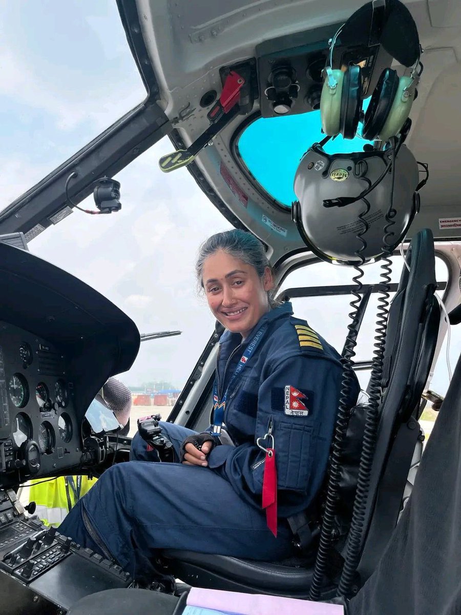 abishekdas73's tweet photo. Meet Priya Adhikari
——————————————————
>studied environmental science 
>worked as cabin crew
>trained in Philippines
>became full time pilot in 2017
>specialised in high altitude rescue 
>Nepal’s first female helicopter pilot 
>completed 100 rescue missions in 6 days. https://t.co/kHGH0uUkOM