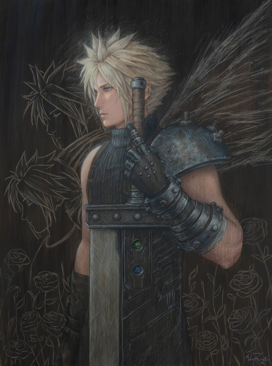 TommyW_Art's tweet photo. My painting of Cloud Strife! #FF7R https://t.co/zkjzsBym37