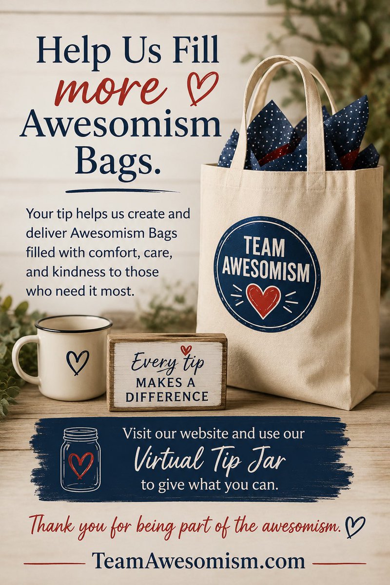 AwesomismMom's tweet photo. 🚨 STOP SCROLLING! 🚨

Want to help us spread a little AWESOMISM? 💙
We’re building our Awesomism Bags, and each bag costs $50 to put together. ANY amount helps — even $1! 🛍️❤️
💰 Drop a tip in our Virtual Tip Jar at https://t.co/GbxBFkWGku
Every dollar gets us closer to another bag! ✨