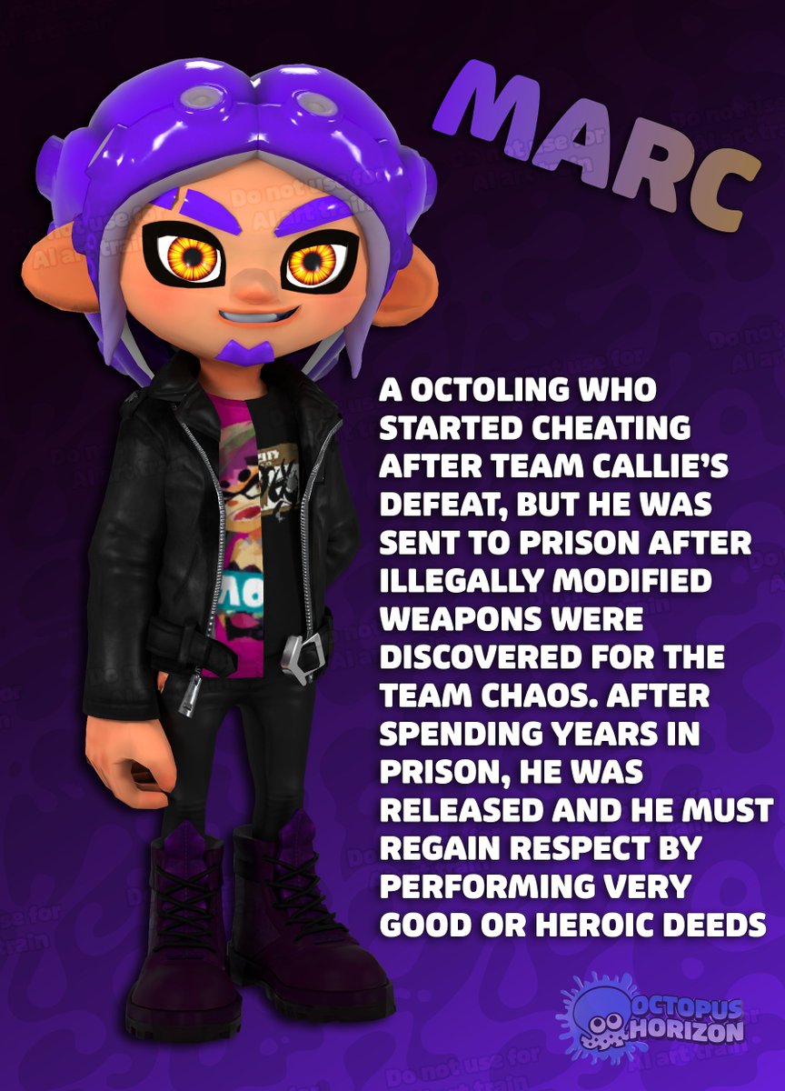 OctopusHorizon's tweet photo. I've done a sneak peek of my new OC since July but I got caught up with stuffs so I didn't get reveal him for long... but today is the DAY!!!

Meet Marc, Quentin's cousin and maybe the best lore of all my OCs!!!

#Splatoon #Splatblend https://t.co/zusGfISCD1