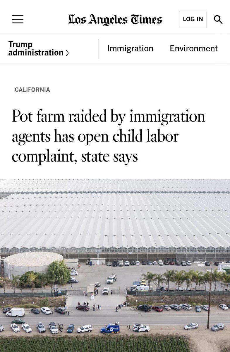 anthonycabassa's tweet photo. As Governor Newsom celebrates taxes collected via cannabis,

a reminder that trafficked migrant children were discovered working a pot farm in SoCal, whose owner donates to Gavin Newsom, and other Democrats. https://t.co/wgFTVFRYAf