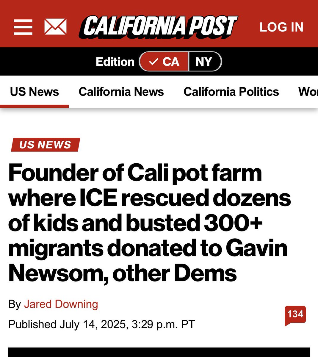 anthonycabassa's tweet photo. As Governor Newsom celebrates taxes collected via cannabis,

a reminder that trafficked migrant children were discovered working a pot farm in SoCal, whose owner donates to Gavin Newsom, and other Democrats. https://t.co/wgFTVFRYAf