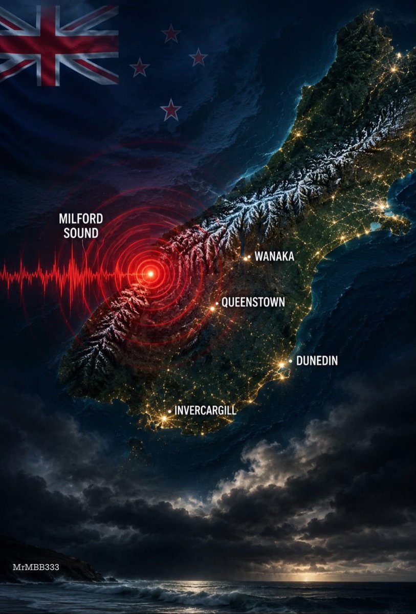 MrMBB333's tweet photo. NEW ZEALAND HIT BY TWO STRONG EARTHQUAKES WITHIN 44 MINUTES

New Zealand’s South Island suddenly started shaking tonight.

A M5.5 struck near Milford Sound at an extremely shallow depth of about 5 km.

Then, just 44 minutes later, a M5.6 hit nearby.

And it didn’t end there.

More earthquakes followed, including M4.8 and M4.6, with shaking reported across Queenstown, Wānaka, Dunedin and beyond.

Two strong earthquakes within 44 minutes, followed by more shaking in the same region.

👇 Anyone in New Zealand feeling these tonight?

#MrMBB333 #NewZealand #Earthquakes