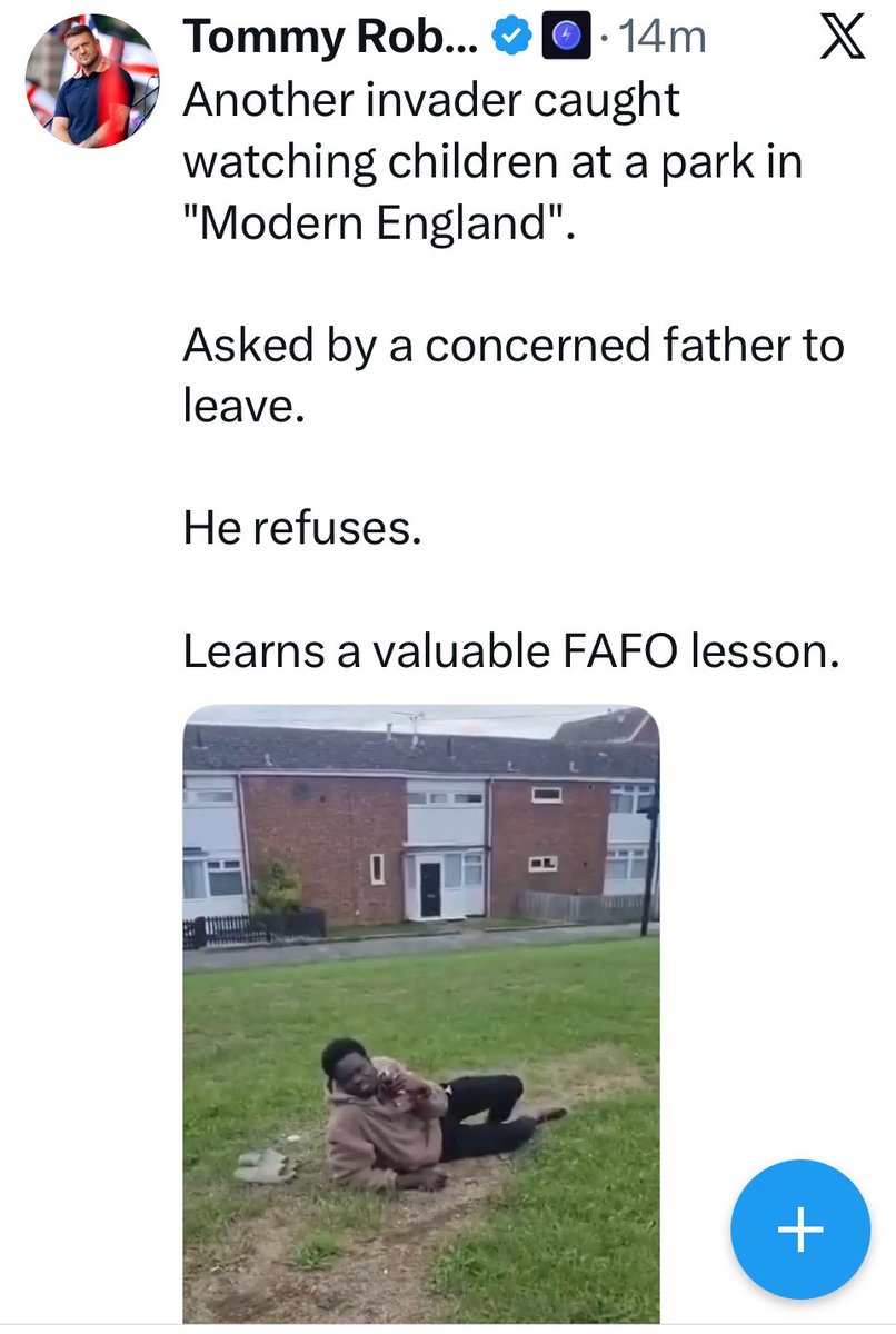 AndyPlumb4's tweet photo. Yet another clip where @TRobinsonNewEra accuses a lone male of ‘watching children’

This time around, the coked-up thug applauds the violent assault carried out by a  “concerned parent”

It’s never about protecting children, and always about kicking the fuck out of foreigners. https://t.co/QRvueBuGF3