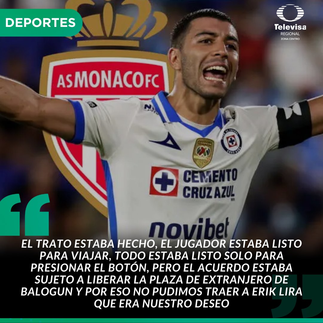 TelevisaPuebla's tweet photo. 🗣️🙏Erik Lira recibe disculpas desde Mónaco por no lograr su fichaje a Europa: "Hablamos con él, pedimos perdón por no poderlo hacer, es tema humano y es una de las partes duras de este trabajo de la ventana de transferencias" https://t.co/3ZsZkxLW0q