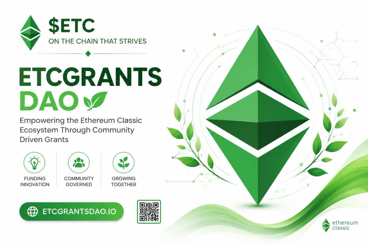 mark_greaat's tweet photo. Ecosystems don't grow by accident  they grow when the community funds what matters. @ETCGrantsDao exists to power that: funding innovation, community-governed, growing together on the chain that strives. Bullish on $ETC 
Start here : https://t.co/6pBxTDujLR https://t.co/exm6M5DKEw