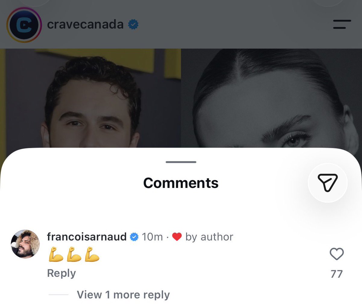 HRCastUpdates's tweet photo. Robbie GK shares the casting announcement of Maddie Phillips who will be joining him at camp aka his upcoming Crave original series Meatballs 🏕️

François Arnaud also showed support with a like and comment on Crave’s post 💪  

📱robsgk Instagram stories https://t.co/0cP35ho33X