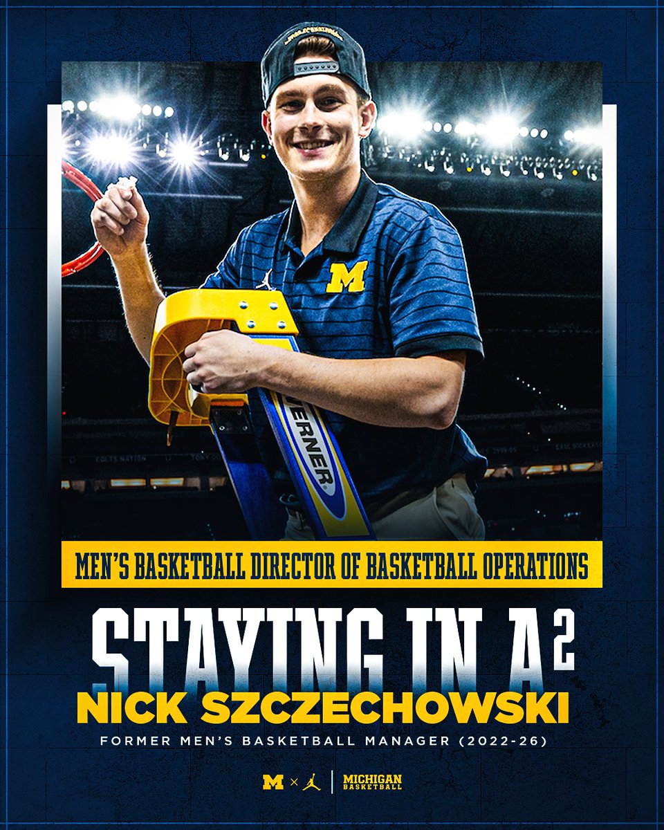umichbball's tweet photo. New additions to the staff 〽️

Buzzy Caruthers joins as Director of Player Development, while Nick Szczechowski moves into the Director of Basketball Operations role. https://t.co/NII8sXNy1k
