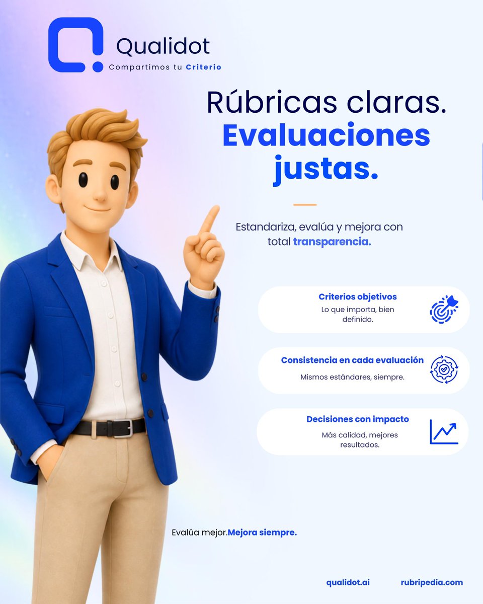 qualidot's tweet photo. Rúbricas claras. Evaluaciones justas. 🎯

Define criterios objetivos, evalúa con consistencia y convierte cada resultado en mejores decisiones.

#Qualidot #IA #Rubricas #EvaluacionObjetiva https://t.co/wQQfwh6Dx2