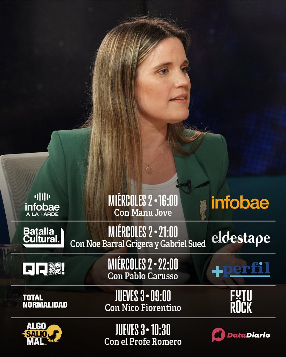 carentepp's tweet photo. Esta tarde estuvimos en Infobae. En un rato, nos encontramos en Batalla Cultural con @nbg__ y @gsued, y más tarde en QR con @carusopablo.
Les comparto cómo seguimos 👇🏼 https://t.co/Kmr1KMuswm
