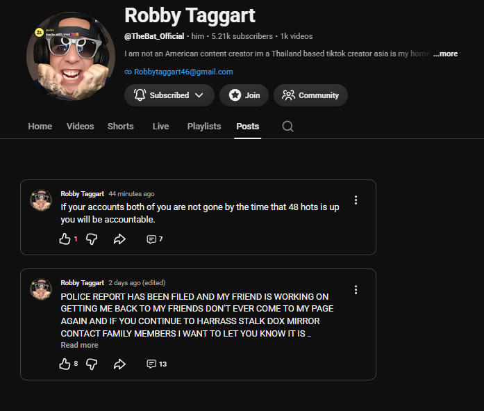 DevilHatman's tweet photo. Reminder, @TeamYouTube are either fully endorsing of threats on their platform, or complete cucks.
Meanwhile; the definition of impotent rage, Robby Lee Taggart, homeless bum, #domesticabuser and #childabuser https://t.co/a7eqiCkDkT