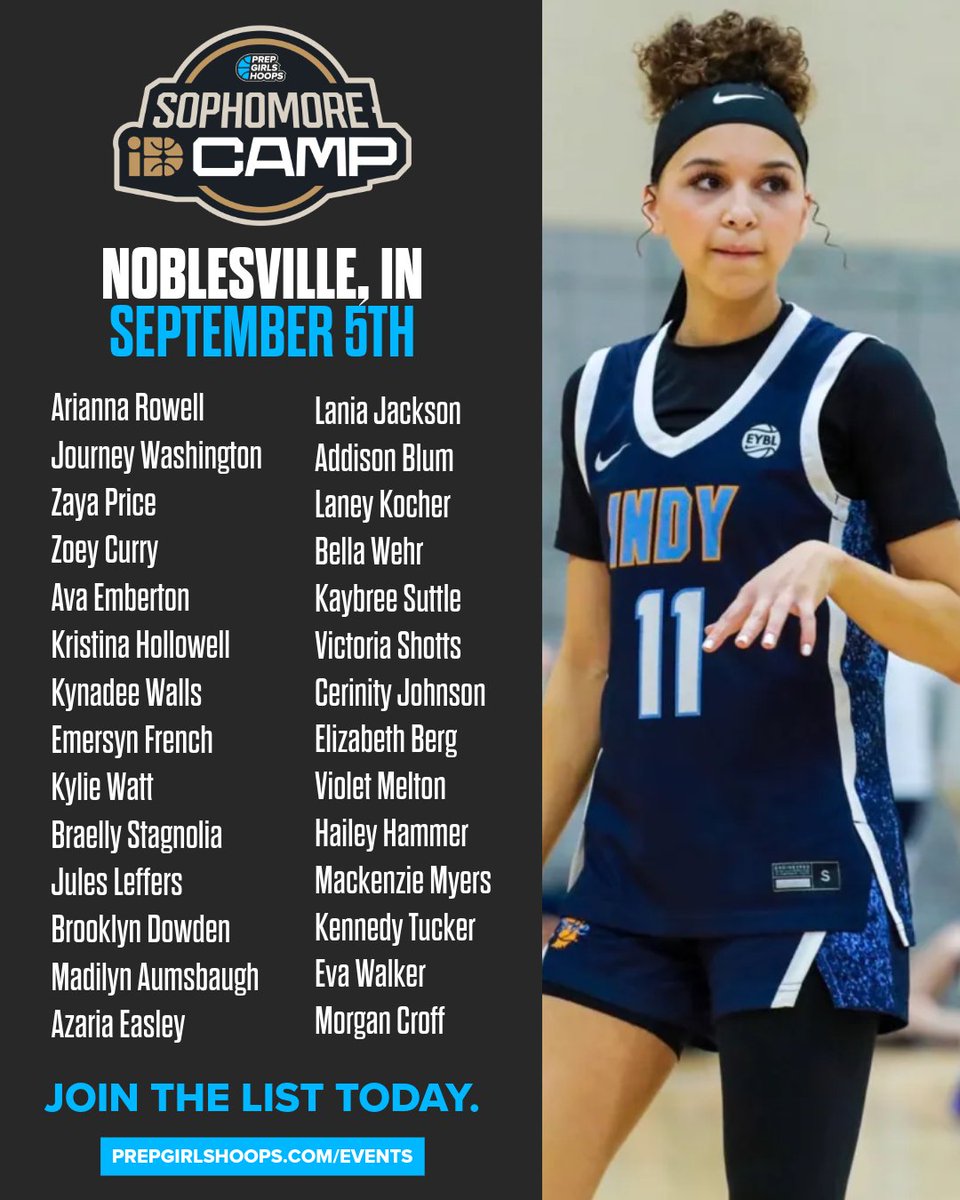 PrepGirlsHoops's tweet photo. Class of 2029 📣  - Sophomore season is where you separate yourself. 📈🚨

Our scouts are locked in for the Indiana Sophomore ID Camp this weekend in Noblesville, and we want to see who made that second-year leap. 👀✍️ 

Why wait? Step into the spotlight before registration closes. 👊 

Register today with code SHOWCASE: https://t.co/RetV8HPQnx 🔗