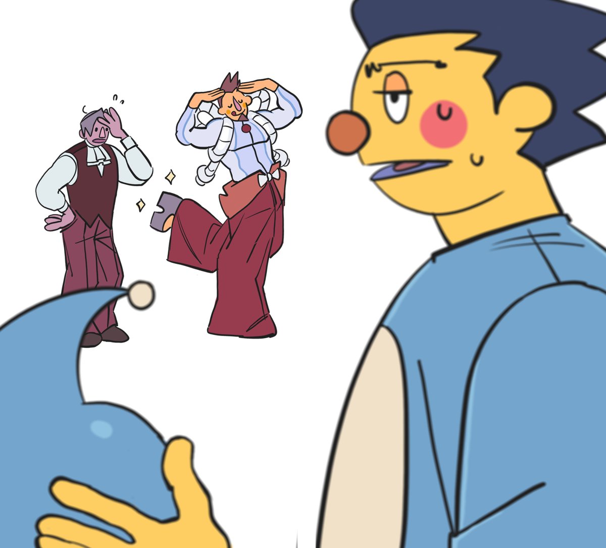 mitabnf's tweet photo. #aceattorney #milesedgeworth #phoenixwright #larrybutz #muppet_lawyers https://t.co/ZJM5iLCTYd