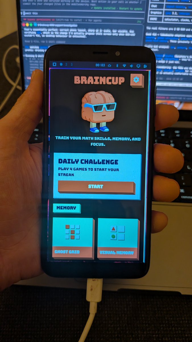 simonschubert's tweet photo. Holy macaroni, a few hours ago I wouldn't have thought it's possible. Running omarchy quattro on my pinephone. It's beautiful. All the basics are working: touch, wlan, mic, bluetooth.. just needs tons of UI optimizations @dhh https://t.co/0xZHTFujKV