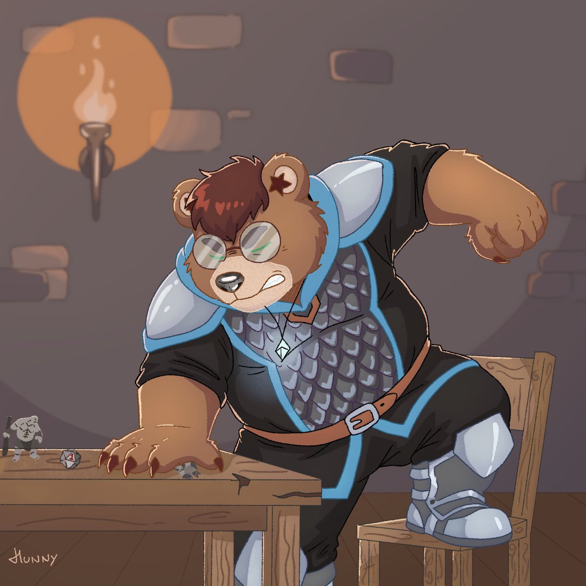 HunnyMustar_D's tweet photo. OH NO KAITO!!! You rolled a one 😔 I finally finished my last pending commission C: Thank you so much for letting me bring your idea/anecdote to life, @HyuseD5 !!! I loved it and put so much, much, much love into it <3 

#furryart #furrycommission #chubbyfurry #bearfurry https://t.co/D1FoDtFLpg