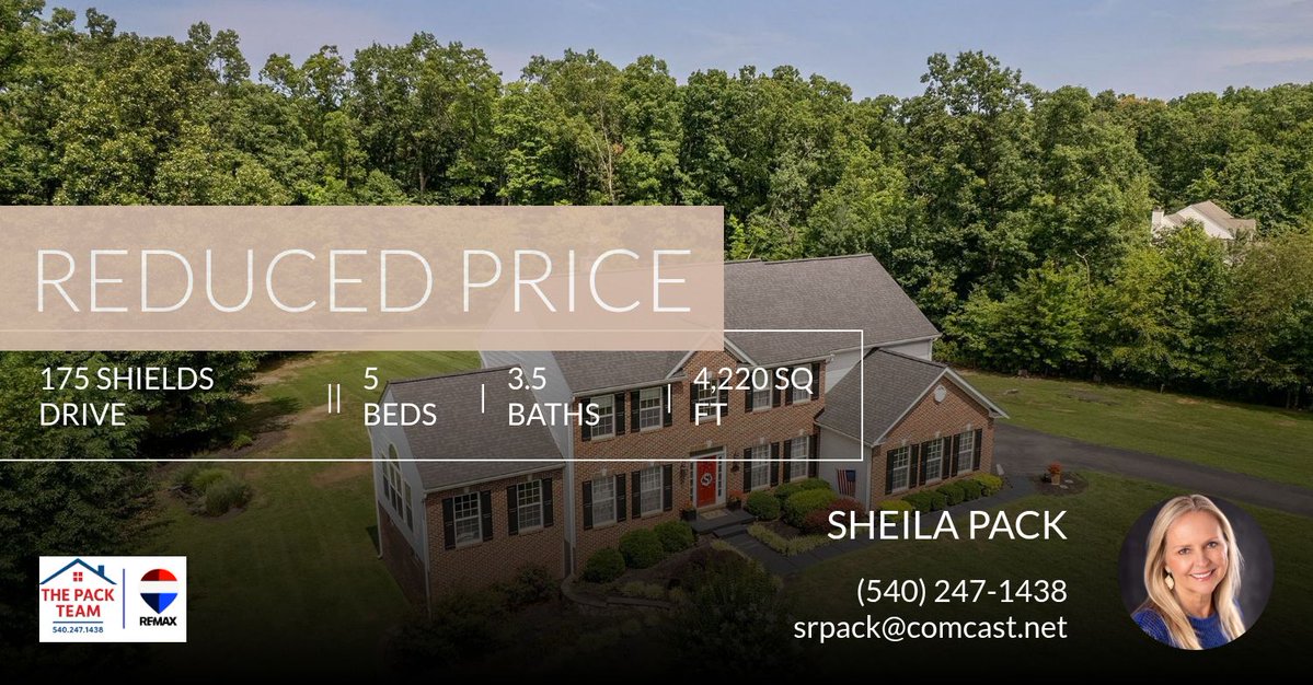 SheilaPack's tweet photo. 📍New Price 📍 This recently reduced home at 175 Shields Drive in Winchester won't last long. Reach out here or at (540) 247-1438 for more information!

#SaySheilaSaySold #VARealtor  #Winchester https://t.co/Wa6U6asjXv https://t.co/KjZNw7MMjM