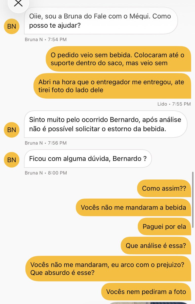 becunha's tweet photo. Bacana demais, @McDonalds_BR. Pedindo McFish pelo app do Mequi pela 1ª vez nessa volta, não me mandaram a bebida, solicitei reembolso no app e simplesmente falaram que não foi aprovado. Que serviço horroroso que vocês tem. E não há o que fazer mais. https://t.co/om3ESz24GV